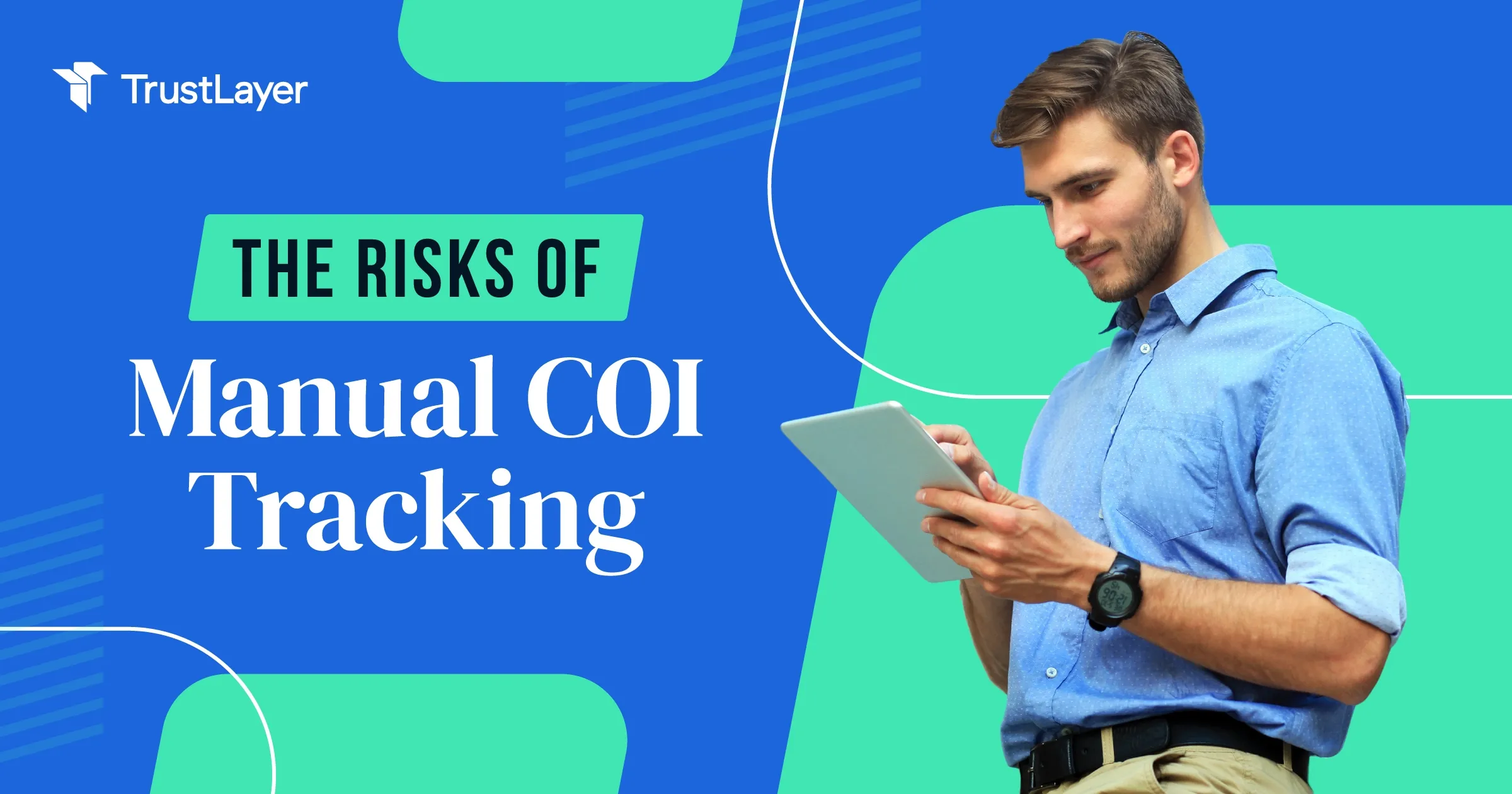 A professional reviewing insurance documents on a tablet, highlighting the risks of manual Certificate of Insurance (COI) tracking and the need for automated solutions.
